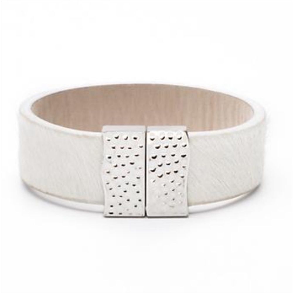 Haley White & Silver Magnetic Clasp Rustic Cuff - Picture 11 of 11